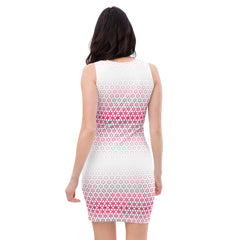 Geometric Line-Pink Weisses Kleid