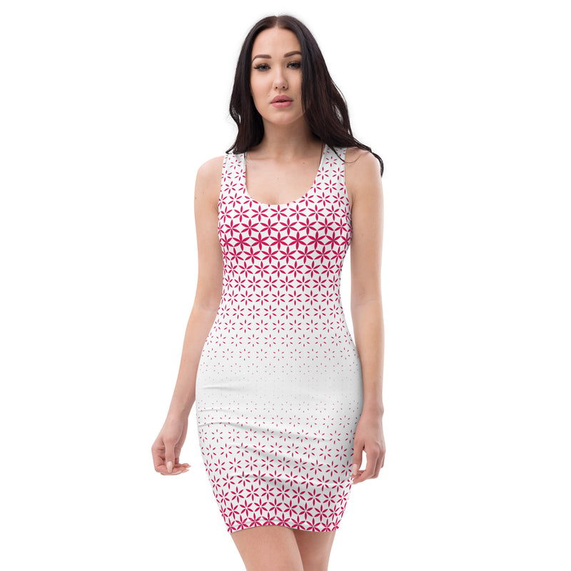 Geometric Line- Pink Weisses Kleid