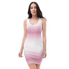 Geometric Line-Pink Weisses Kleid