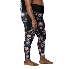 Schädelmuster Leggings mit Taschen