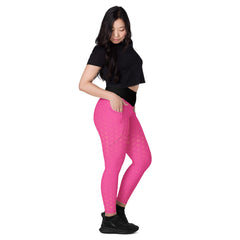 Geometric Line- Pinke Leggings mit Taschen