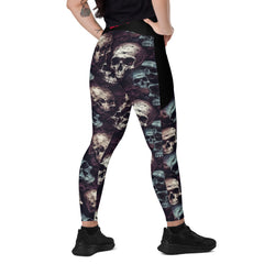 Schädelmuster Leggings mit Taschen