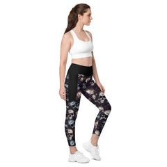 Schädelmuster Leggings mit Taschen