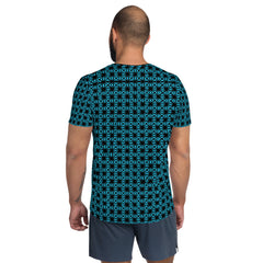 Geometric Line-Blaues Sport-T-Shirt für Herren