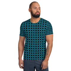 Geometric Line-Blaues Sport-T-Shirt für Herren