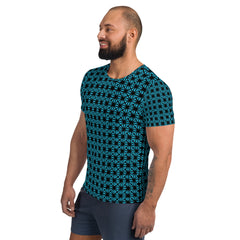 Geometric Line-Blaues Sport-T-Shirt für Herren