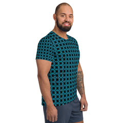 Geometric Line-Blaues Sport-T-Shirt für Herren