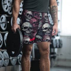 Rot-Graue Schädel Sport-Shorts (recycled)