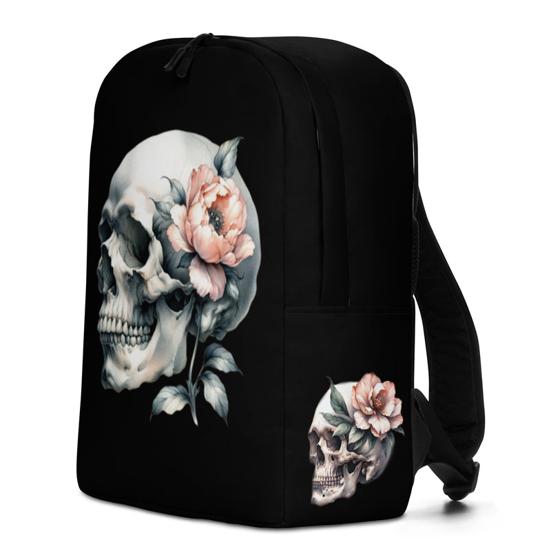 Art Line-Schädel mit Blume- Rucksack