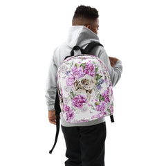 Schädel mit Blumen Rucksack hell