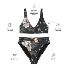 Dunkle Blumenwiese High Waist Bikini (recycled)