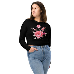 Blumen-Recyceltes Langarm Crop Top