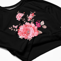 Blumen-Recyceltes Langarm Crop Top