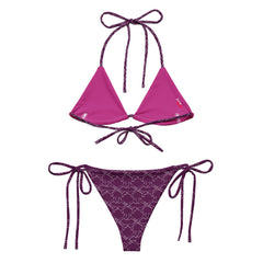 Violettes Knochen Muster Schnürbikini (recycelt)