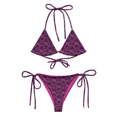 Violettes Knochen Muster Schnürbikini (recycelt)