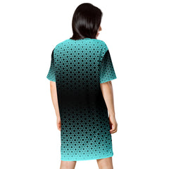 Geometric Line- Grünes T-Shirt-Kleid