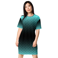 Geometric Line- Grünes T-Shirt-Kleid