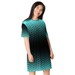 Geometric Line- Grünes T-Shirt-Kleid