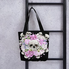 Schädel mit Rosen Stofftasche (klein)