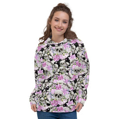 Schädel und Blumen - Kapuzenpullover