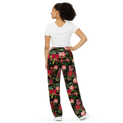 Blumenmuster-Hose mit weiten Beinen