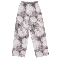 Violettes Blumenmuster -Hose mit weiten Beinen