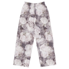 Violettes Blumenmuster -Hose mit weiten Beinen