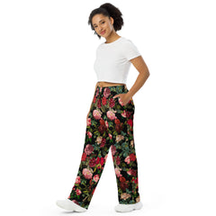 Blumenmuster-Hose mit weiten Beinen