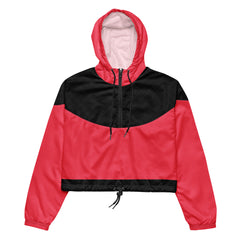 Pink/Schwarze Bauchfreier-Windjacke