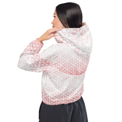 Geometric Line- Rosa Bauchfreier Damen-Windbreaker