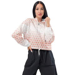 Geometric Line- Orange Gelbes Bauchfreier Damen-Windbreaker