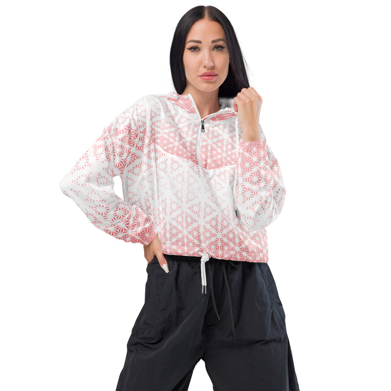 Geometric Line- Rosa Bauchfreier Damen-Windbreaker