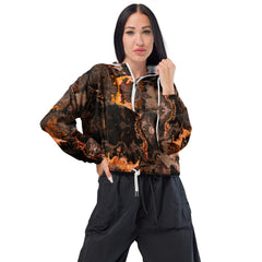 Art Line- Tigerauge Muster-Bauchfreier Damen-Windbreaker für Damen