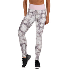 Violette Blumen Yoga-Leggings