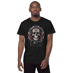 Art Line- Gothic Schädel-Herren-T-Shirt aus Premium-Baumwolle