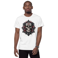 Art Line- Gothic Schädel-Herren-T-Shirt aus Premium-Baumwolle