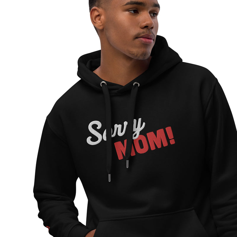 Black Line-Gestickter „Sorry Mom“ Bio Kapuzenpullover