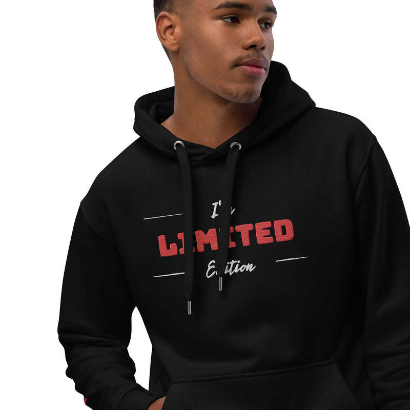 Black Line- Bio Gestickter „I`m limited Edition“ Bio Kapuzenpullover