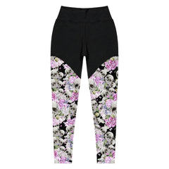 Schädel mit Blumen -Sport-Leggings