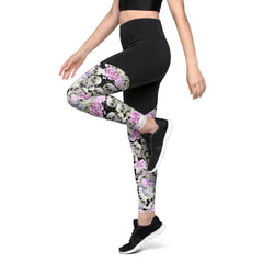 Schädel mit Blumen -Sport-Leggings