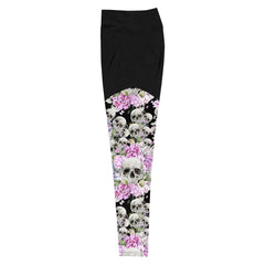 Schädel mit Blumen -Sport-Leggings