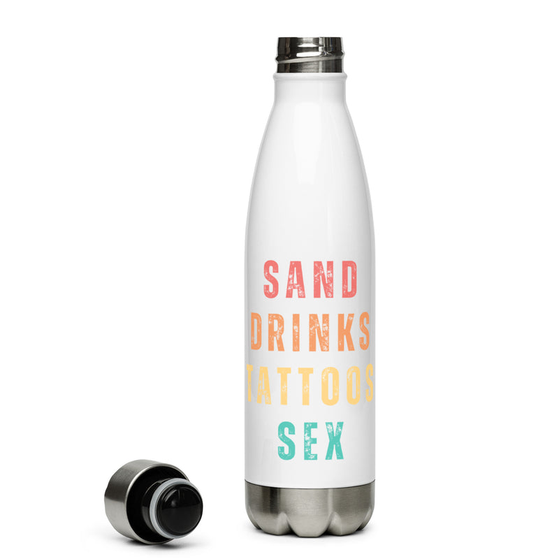 Sand, Drinks,Tattoos, Sex -Edelstahl Trinkflasche