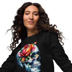 Art Line-Schädel Blumen- Bio-Raglan-Pullover