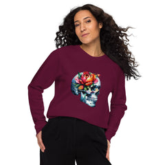 Art Line- Schädel mit Blume Bio-Raglan-Pullover