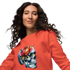 Art Line- Schädel mit Blume Bio-Raglan-Pullover