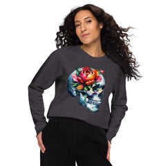 Art Line-Schädel Blumen- Bio-Raglan-Pullover