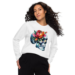 Art Line-Schädel Blumen- Bio-Raglan-Pullover