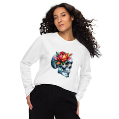 Art Line- Schädel mit Blume Bio-Raglan-Pullover