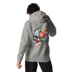 Art Line- Schädel mit Blume-Kapuzenpullover