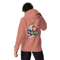 Art Line- Schädel mit Blume-Kapuzenpullover